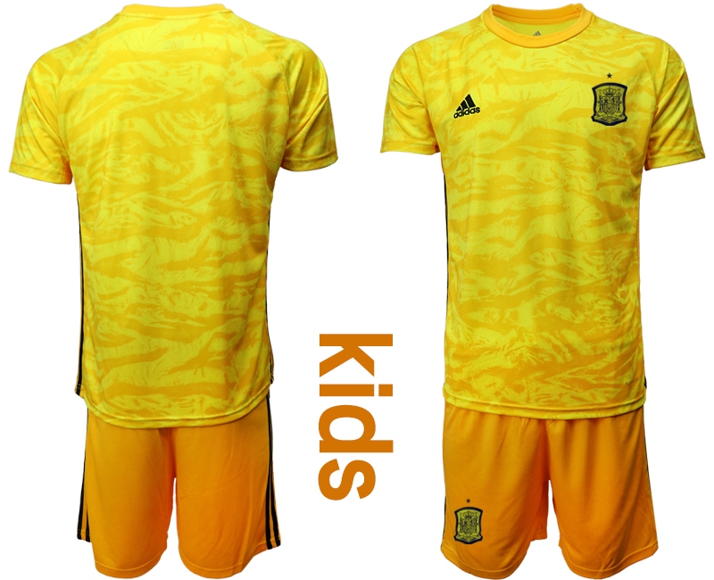 Cheap Youth 2021 European Cup Spain yellow goalkeeper Soccer Jersey